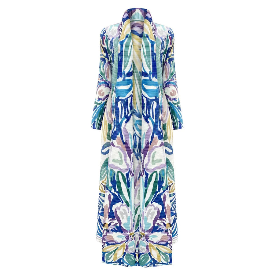 Elegant Pleated Abaya with Artistic Floral Print for Women Modest and Stylish Long Dress High-Quality Designer Outerwear ODM — 4 - Image 2