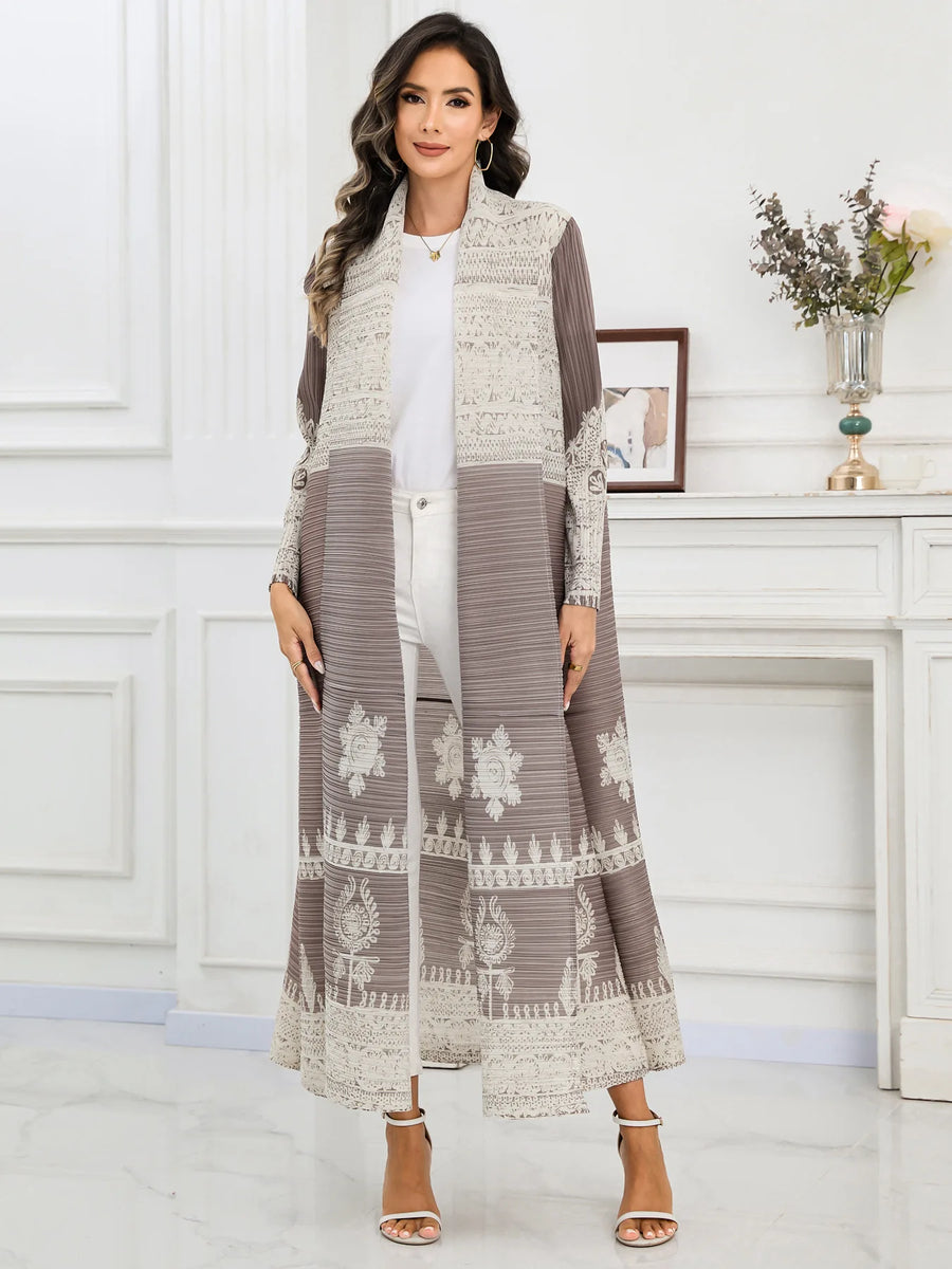 Women's Elegant Pleated Abaya 2025 Dubai Modest Fashion Front Open Cardigan Long Coat Arab Ladies Wholesale Plus Size Abayas — color 4