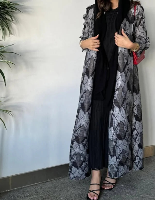 OEM/ODM High Quality Abaya 2025 Dubai Women's Modest Traditional Muslim Plus Size Front Open Cardigan Pleated Long Kaftan Robe — color  21