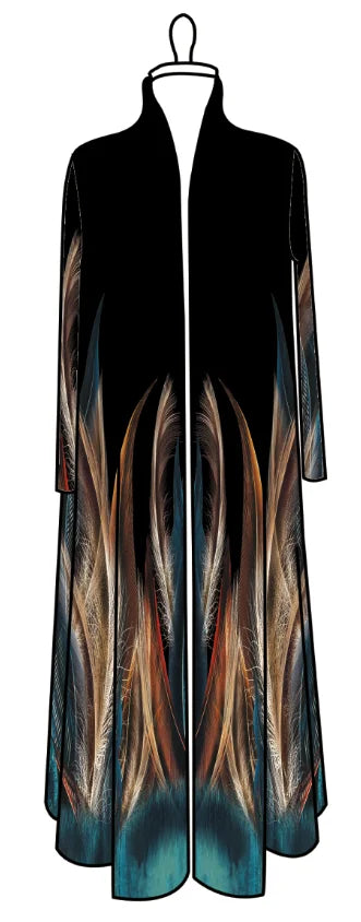 Customized Dubai Style Middle East Abaya for Women Modest Open Cardigan Kaftan Coat for Ramadan Light Luxury Pleated Long Robe — print color 3