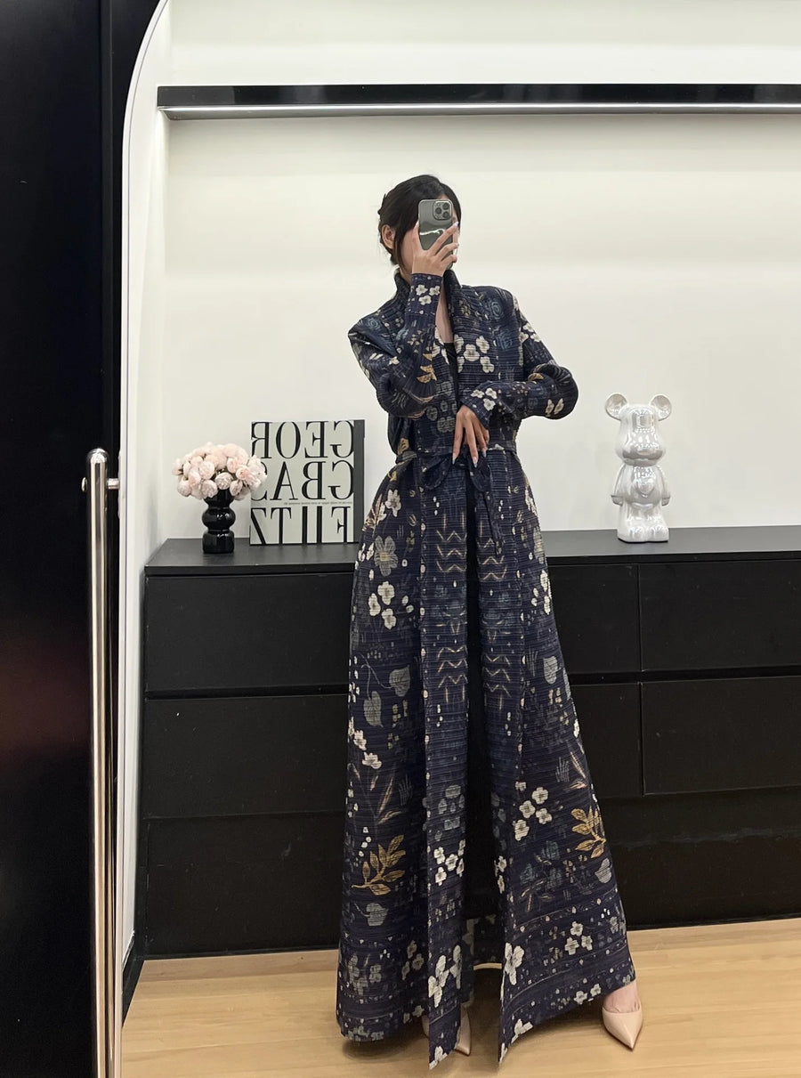 High Quality Pleated Abaya for Women Muslim Modest Ombre Vintage Long Robe Front Open Cardigan Coat ODM Classy Abayas Dubai — color 3