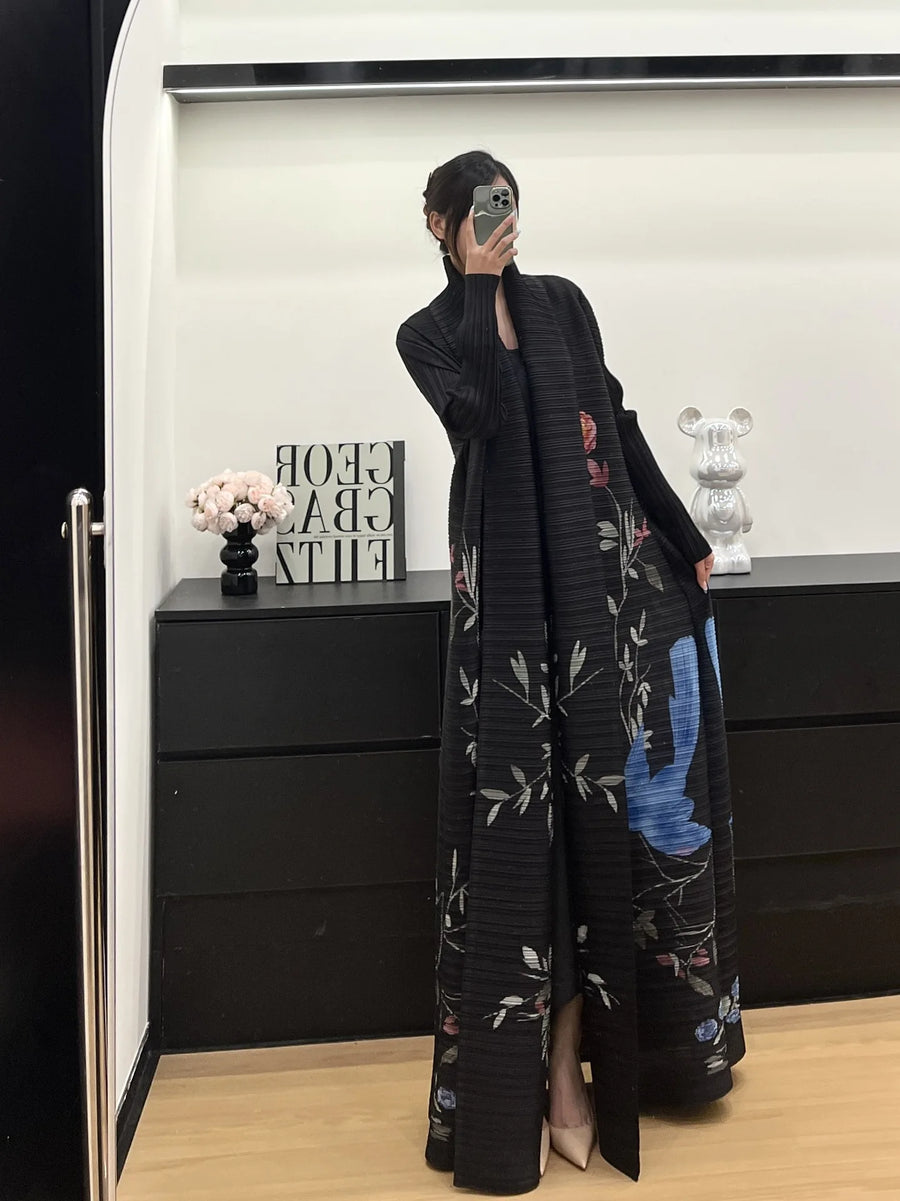 High Quality Pleated Abaya for Women Muslim Modest Ombre Vintage Long Robe Front Open Cardigan Coat ODM Classy Abayas Dubai — color 4