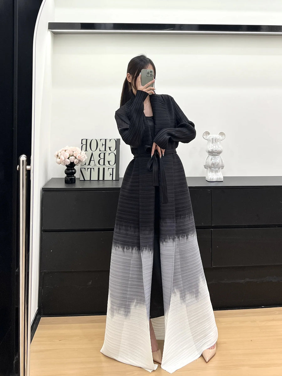 High Quality Pleated Abaya for Women Muslim Modest Ombre Vintage Long Robe Front Open Cardigan Coat ODM Classy Abayas Dubai — color 1 - Image 2