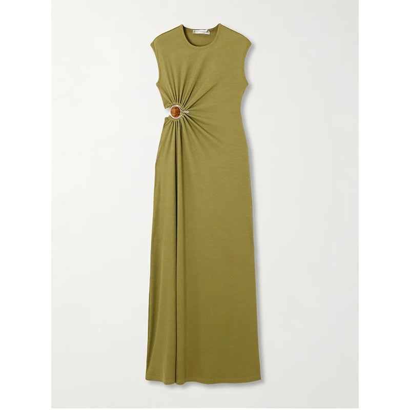 Women's Solid Color Short Sleeve Floor-Length A-Line Real Mulberry Silk Plus Size Casual Fashion Dress — Mint