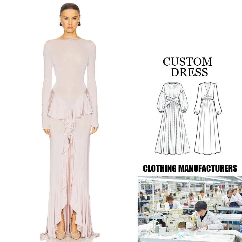 Elegant Ruffles Floral Print Long Maxi Skirt Suit for Women Custom Wholesaler for Formal Occasions French Neck Casual Summer — Pink