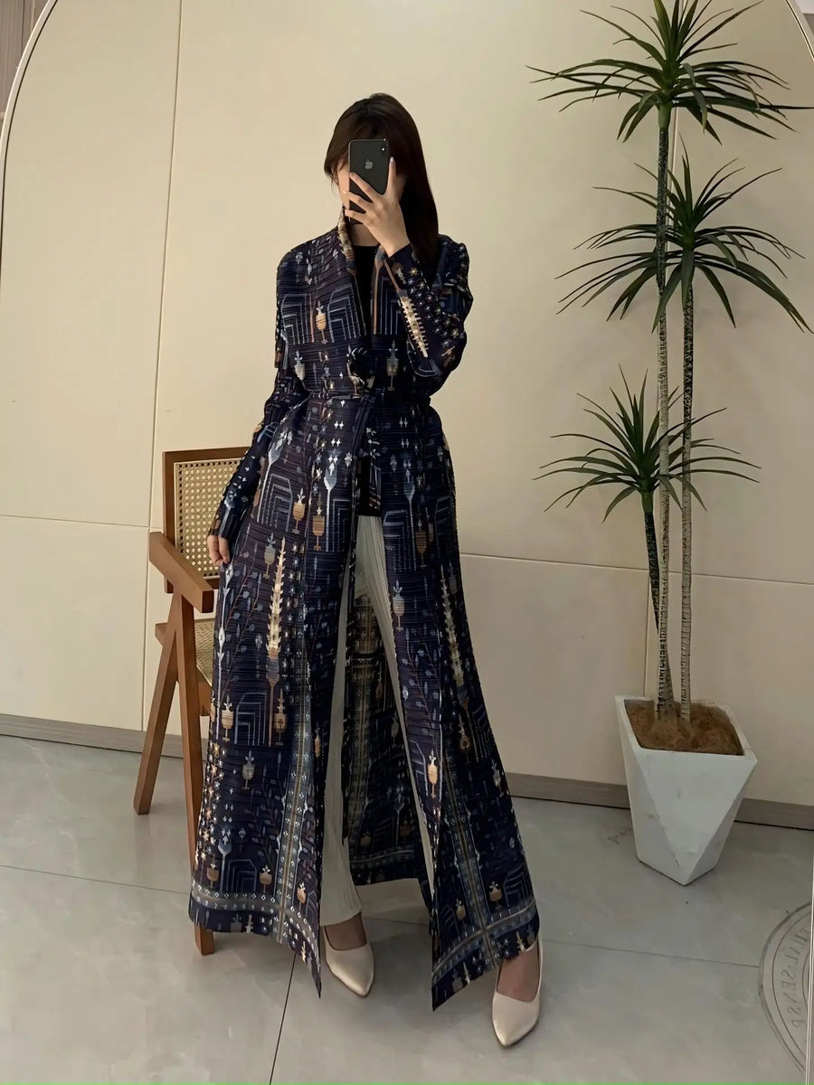 Miyake Open Abaya 2026 Pleated Large Size Modest Coat Style Long Robe Pour Femme Casual Muslim Elegent Abayas Designing Clothes — Color-9