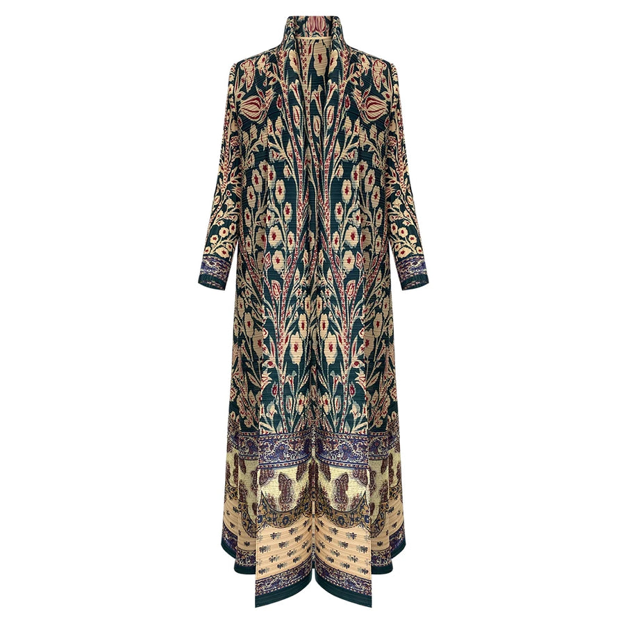 Elegant Pleated Abaya with Artistic Floral Print for Women Modest and Stylish Long Dress High-Quality Designer Outerwear ODM — 36
