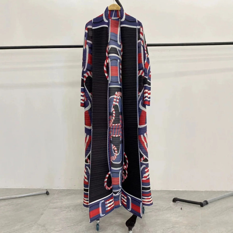 High Quality Customized Modest Abaya 2025 for Muslim Women Miyake Pleated Kaftan Long Robes Front Open Coat Casual Loose Abayas — color-4