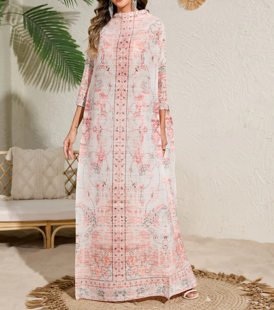 Eid Dubai Islamic Elegant Modest Abaya for Women Pleated Printing Elegent Open Cardigan Women Muslim Ramadan Long Robes Ramadan — Color 5