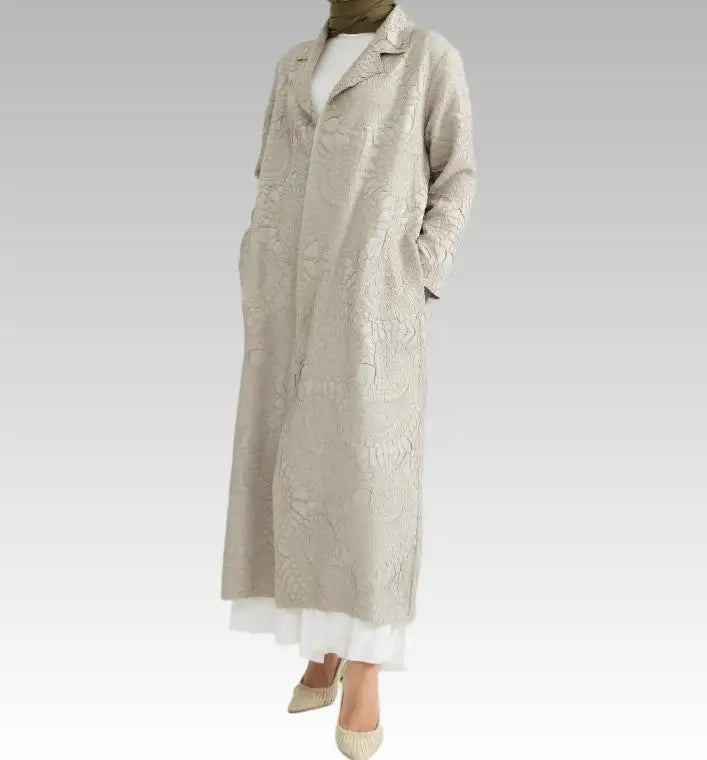 Customized Handmade Pleated Abaya Muslim for Women Vintage Style Coat High Quality Open Cardigan Modest Dubai Kaftan Long Robe — color 3