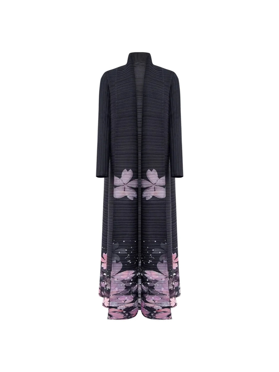 Elegant Pleated Abaya with Artistic Floral Print for Women Modest and Stylish Long Dress High-Quality Designer Outerwear ODM — 1