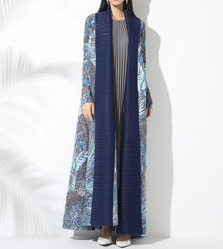 High Quality Abaya 2025 Women's Open Jacket Style Dress Floral Pleated Modest Islamic Dubai Eid Long Robe Ppour Femme for Church — Black - Image 2