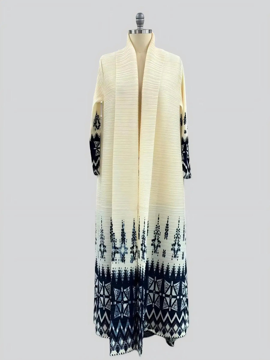 Saudi Dubai Style Modest Pleated Abaya for Women Luxury Muslim Fashion Open Cardigan Kaftan Robes One Size Fits All Abayas Eid — Print color 3