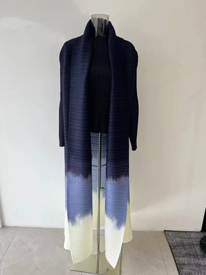 High Quality Pleated Abaya for Women Muslim Modest Ombre Vintage Long Robe Front Open Cardigan Coat ODM Classy Abayas Dubai — color 5