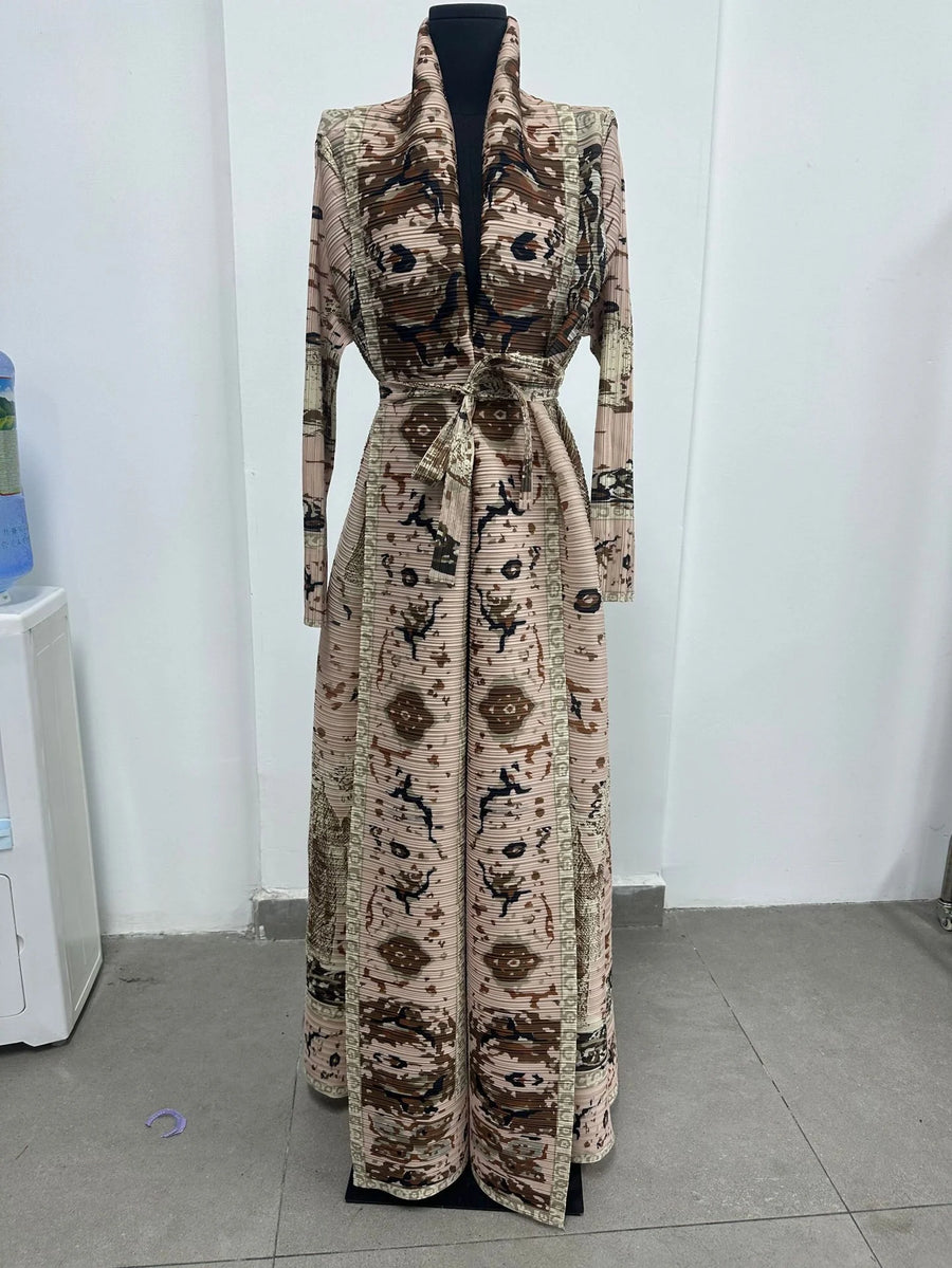 OEM/ODM High Quality Abaya 2025 Dubai Women's Modest Traditional Muslim Plus Size Front Open Cardigan Pleated Long Kaftan Robe — color  19