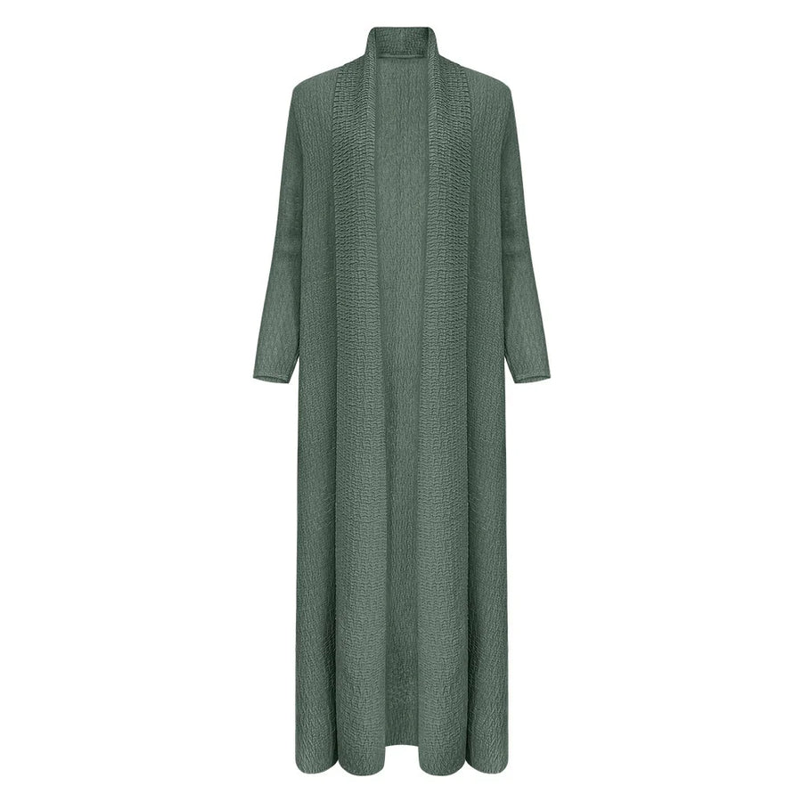 Customized Handmade Pleated Abaya Muslim for Women Vintage Style Coat High Quality Open Cardigan Modest Dubai Kaftan Long Robe — Color 12