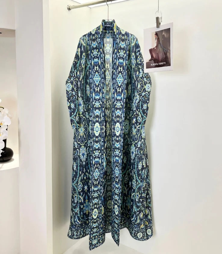Classy Solid Abaya for Women Modest Muslim Open Front Cardigan Kimono Pleated Miyake Casual Kaftan ODM Long Robe Jackets Ramadan — color 7