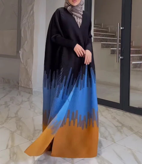 High Quality Pleated Abaya for Women Muslim Modest Ombre Vintage Long Robe Front Open Cardigan Coat ODM Classy Abayas Dubai — color 6