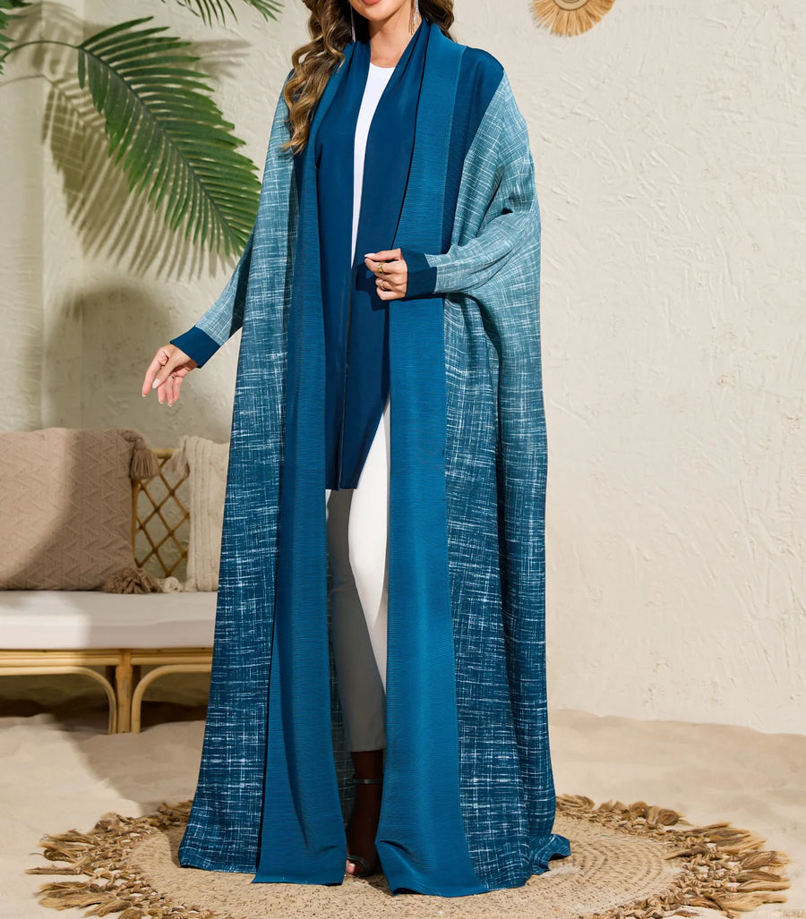 New Printed Gradient Abaya 2025 Women Traditional Muslim Clothing Modest Muslim Open Front Cardigan Kaftan Kimono Factory Custom — color 4