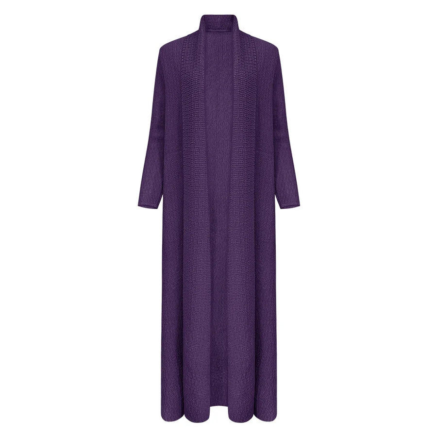 Customized Handmade Pleated Abaya Muslim for Women Vintage Style Coat High Quality Open Cardigan Modest Dubai Kaftan Long Robe — Color 14