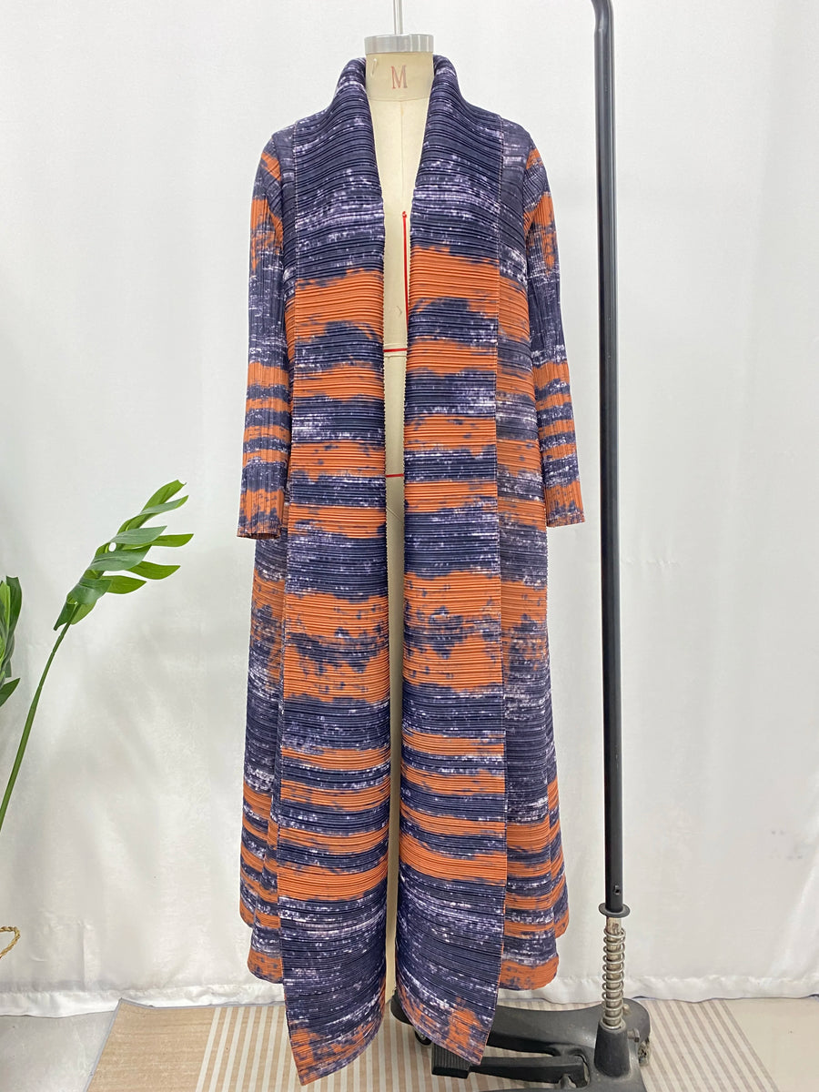 OEM/ODM High Quality Abaya 2025 Dubai Women's Modest Traditional Muslim Plus Size Front Open Cardigan Pleated Long Kaftan Robe — color  7