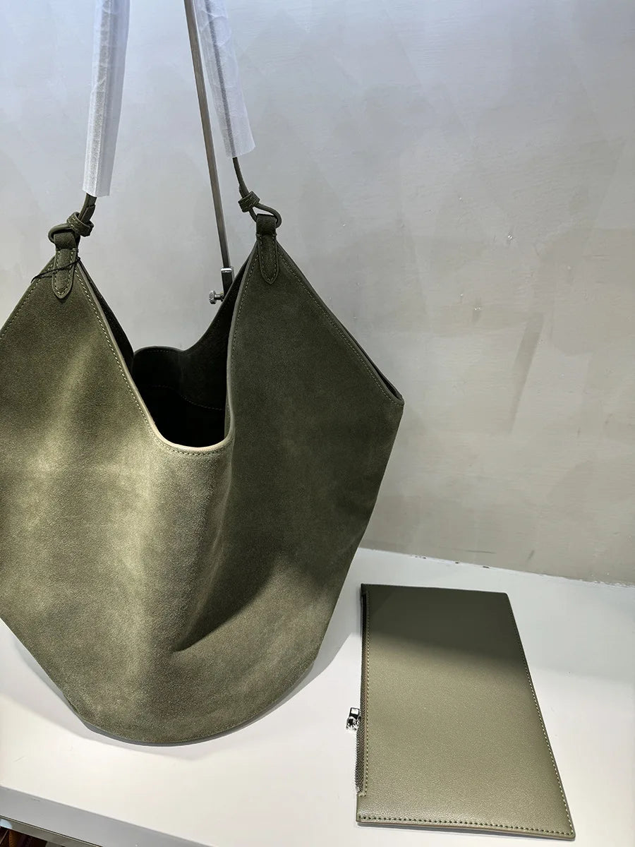 2023 Autumn and Winter Handbag Genuine Leather Dumpling Bucket Bag Niche Shoulder Tote