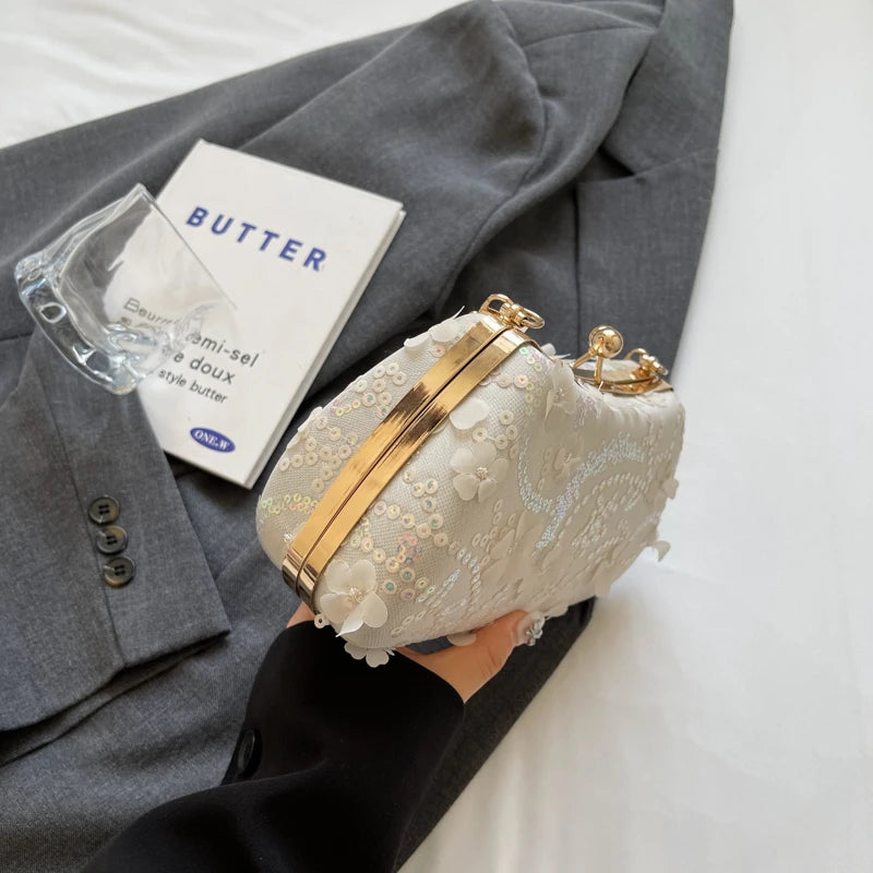 LEFTSIDE Chinese Style Small Cloth Shoulder Bags for Women 2024 Luxury Fashion Handbags Quality Chain Evening Crossbody Bag