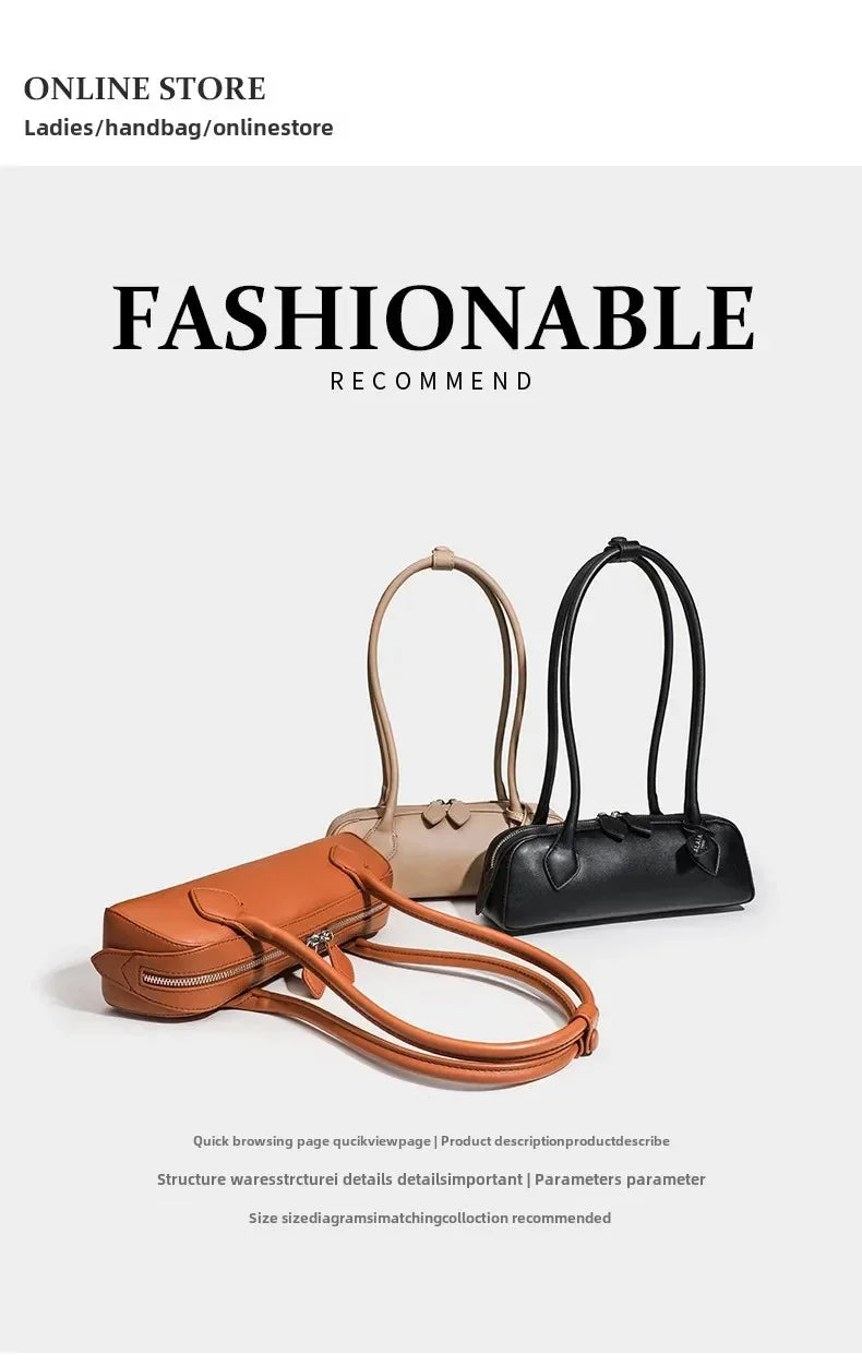 French Designer Sausage Bag Vintage Underarm Bag Genuine Leather Women's Handbag Casual Commuting Versatile Single Shoulder Bags