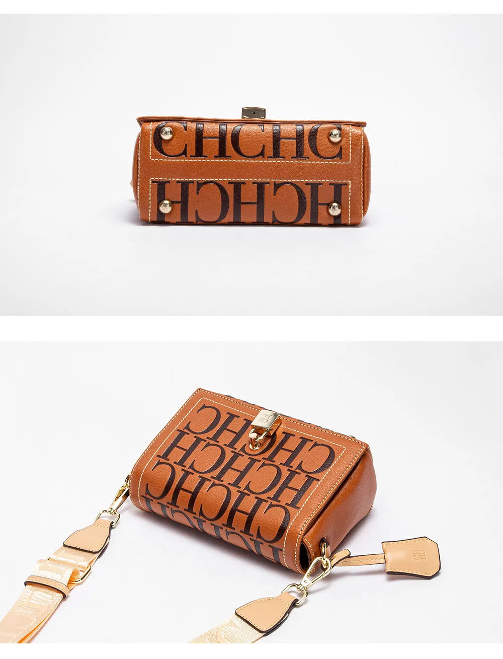 CH Fashion Design 2025 New Solid Colour Printed Head Bag Model Metal Accessories Buckle Women's Shoulder Bag Luxury Brand