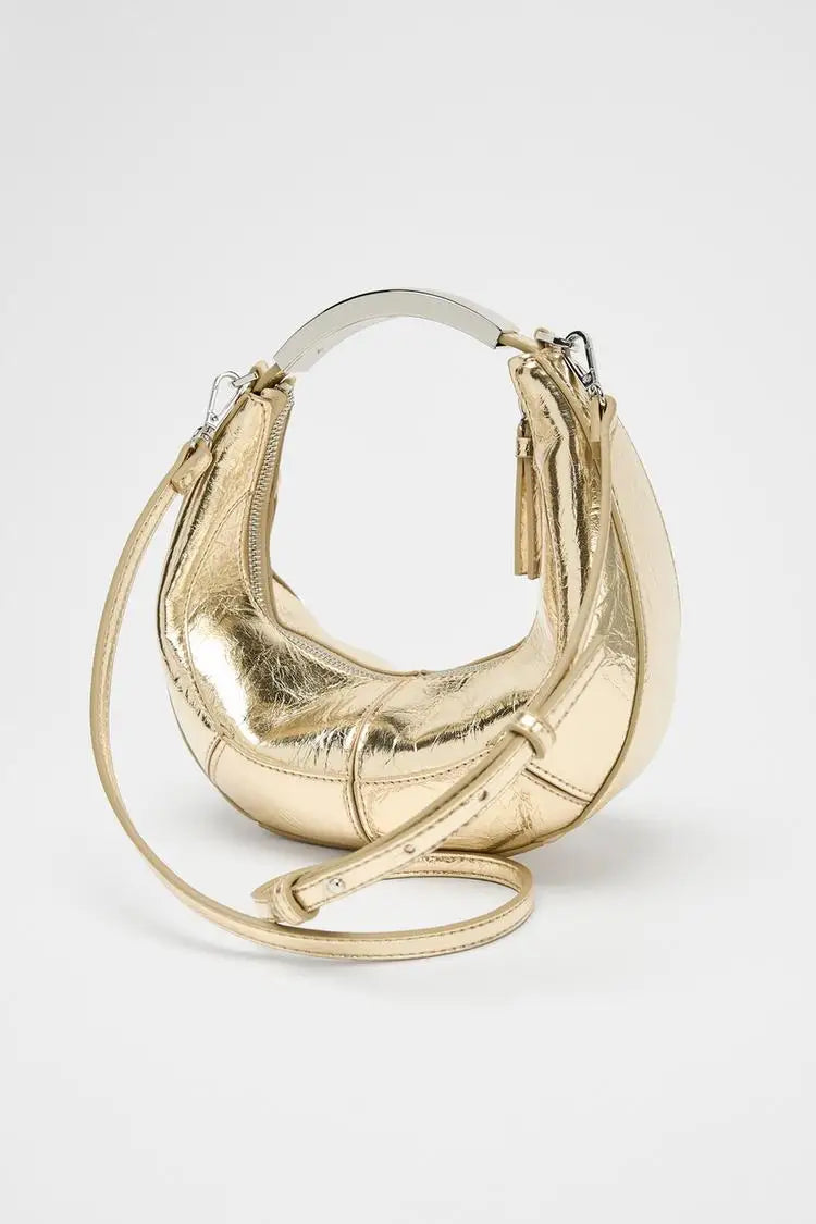 OVAL BAG WITH METAL STRAP, New Fashionable Design Handbag Purse For Women - Spacious Crossbody Satchel, Stylish And Luxury