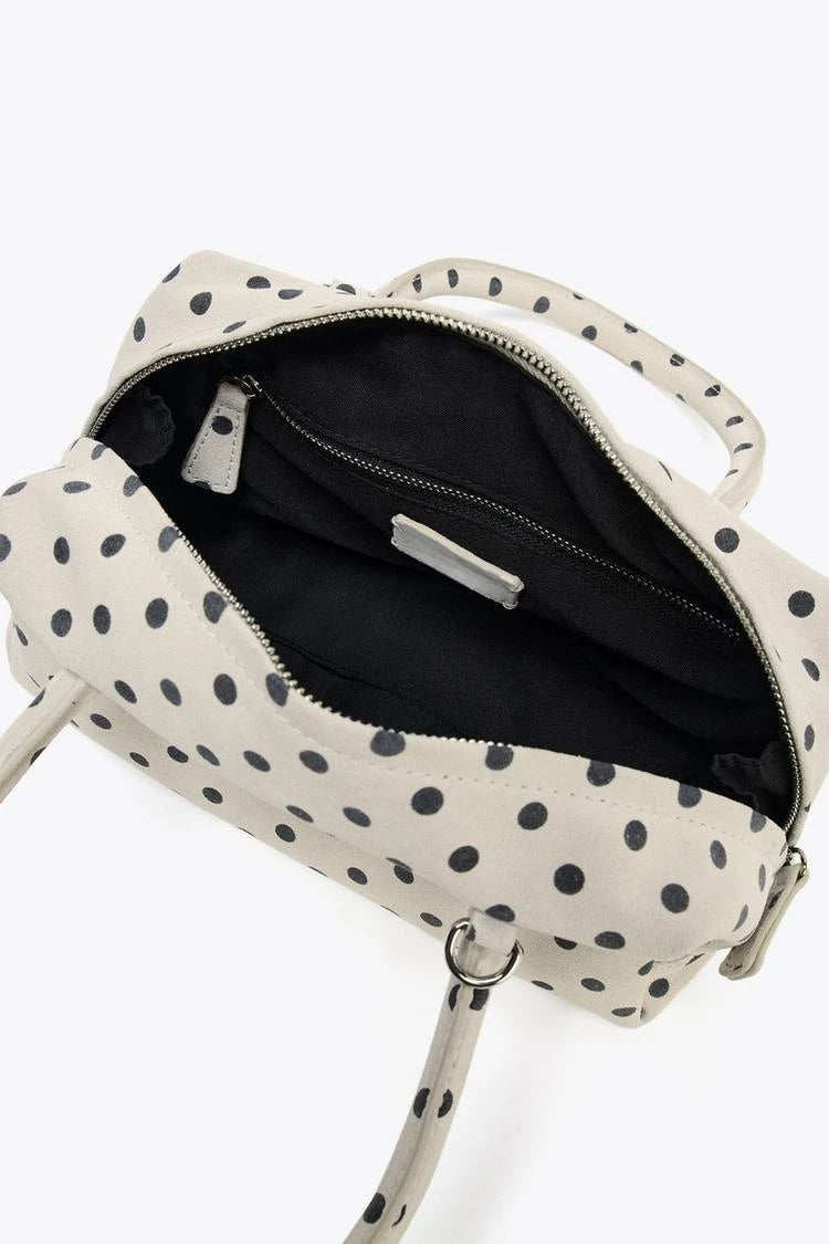 WOMEN'S POLKA DOT PRINTED BOWLING BAG, Women's Fashionable Crossbody Bag, Ladies Luxury Design Polka Dot Pattern Handbags