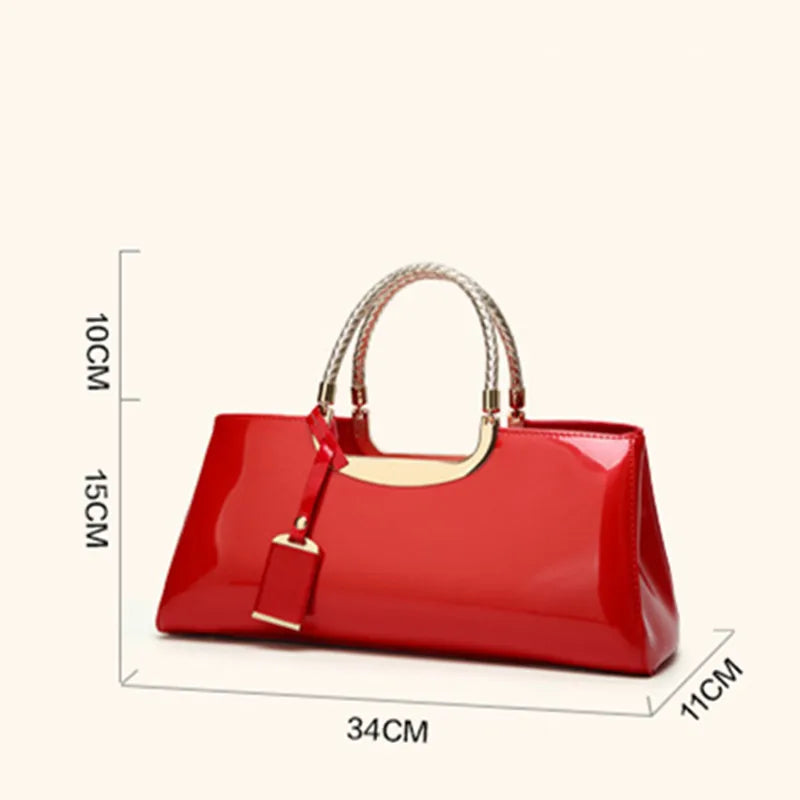 Luxury Designer Handbags Women 2024 High-end Evening Party Clutch Bag Ladies Bright Patent Leather Top Handle Underarm Bags