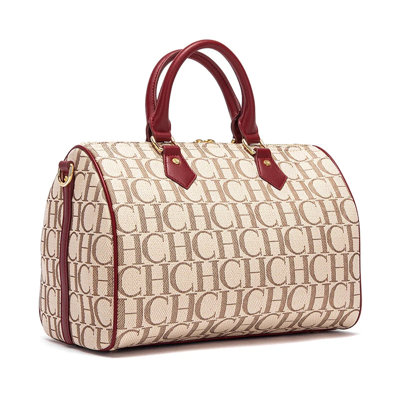 CHCH Women's Pillow Bag Autumn/Winter New Collection Letter Handbag Brown Boston Bag