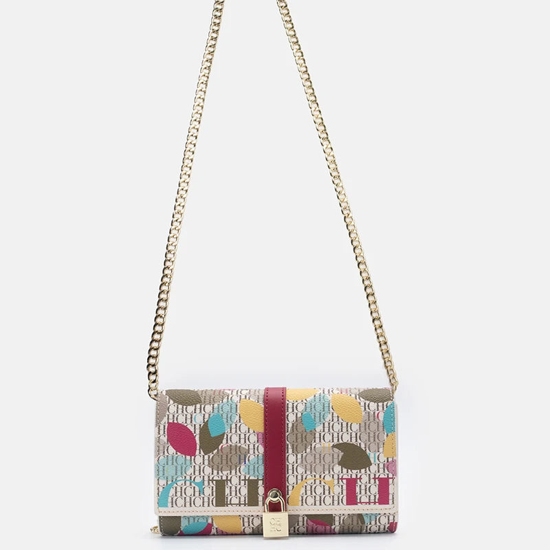 CH Wallet Bag with Floral Letters Printed Lock Design High Quality PU Material Women's 2025 Designer Shoulder Bag
