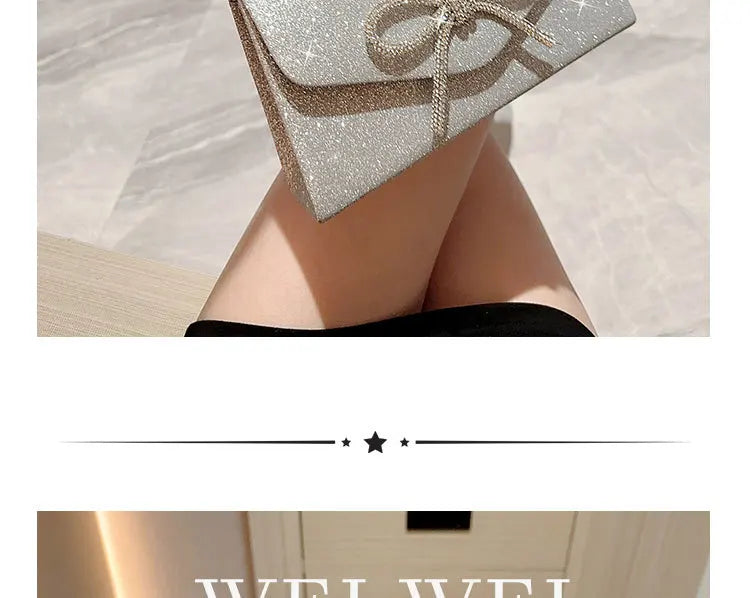 Evening Bag Dress Versatile European and American Clutch Bag Crossbody Celebrity Fashion Diamond Bow Chain Bag Lady Handbag