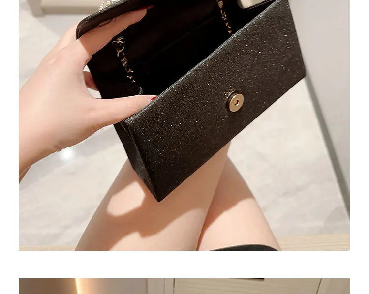 Evening Bag Dress Versatile European and American Clutch Bag Crossbody Celebrity Fashion Diamond Bow Chain Bag Lady Handbag
