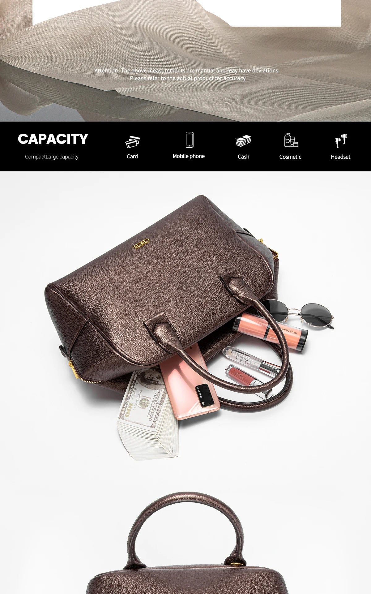 CHCH Women's Crossbody Bag Autumn Large Capacity Pillow Bag Hidden Blue Zipper Wide Shoulder Strap Travel Bag