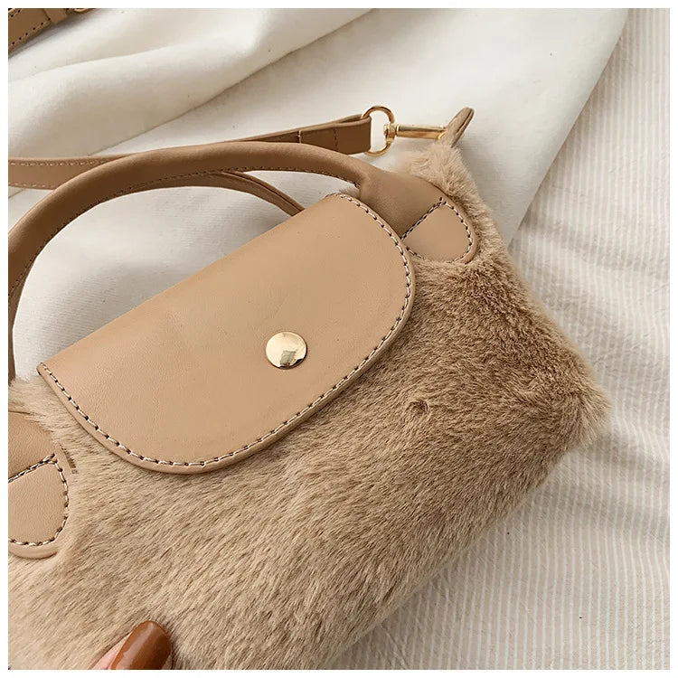 Cute Autumn And Winter Plush Mini Handbag Fashion Temperament Girls Mini Coin Purse Korean Version Versatile Crossbody Bag