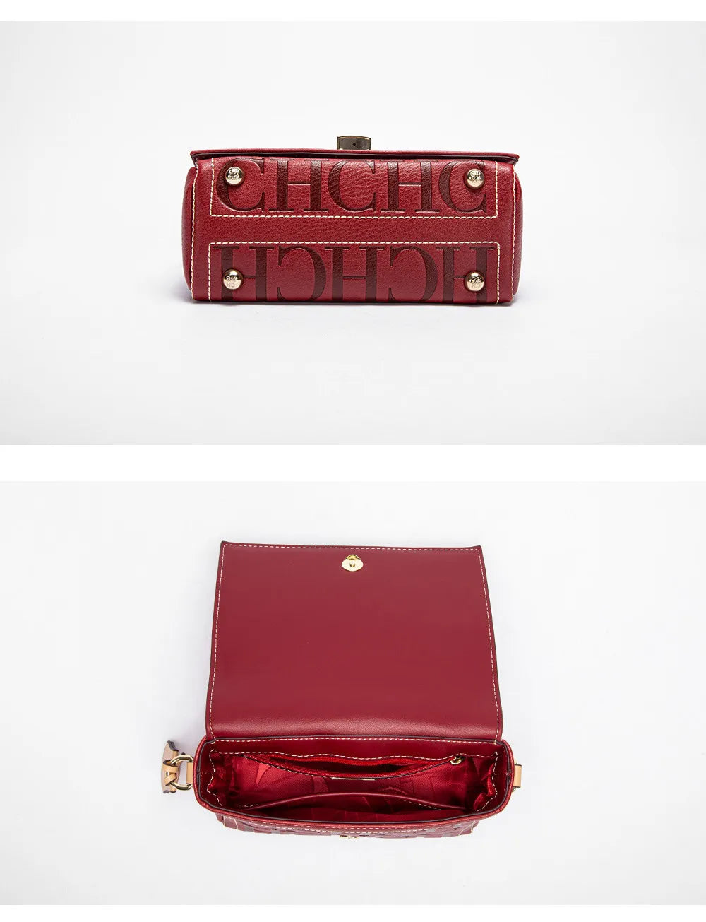 CH Fashion Design 2025 New Solid Colour Printed Head Bag Model Metal Accessories Buckle Women's Shoulder Bag Luxury Brand