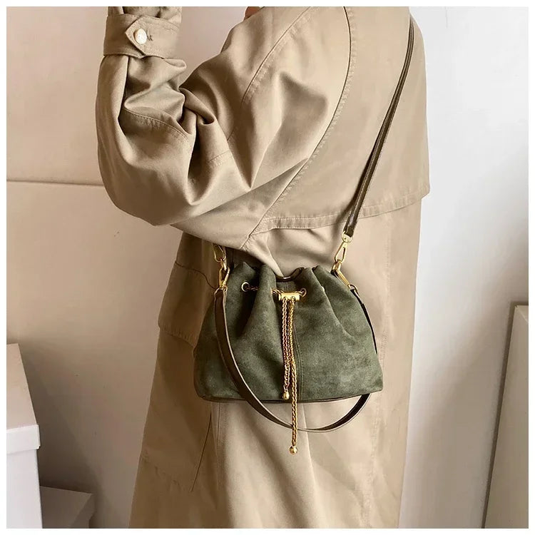 Soft Solid Faux Suede Simple Commuting Crossbody Bags 2025 Hot Sale Sewing Sweet Bags for Women Thread String Women's Handbags