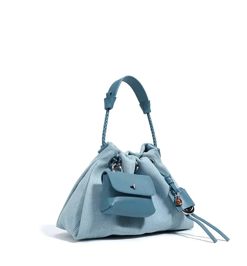 New Denim Series Handbag Fashion Straw Denim Dags for Women Minimalist Crossbody Messenger Designer Luxury Tote Bag Coin Wallet