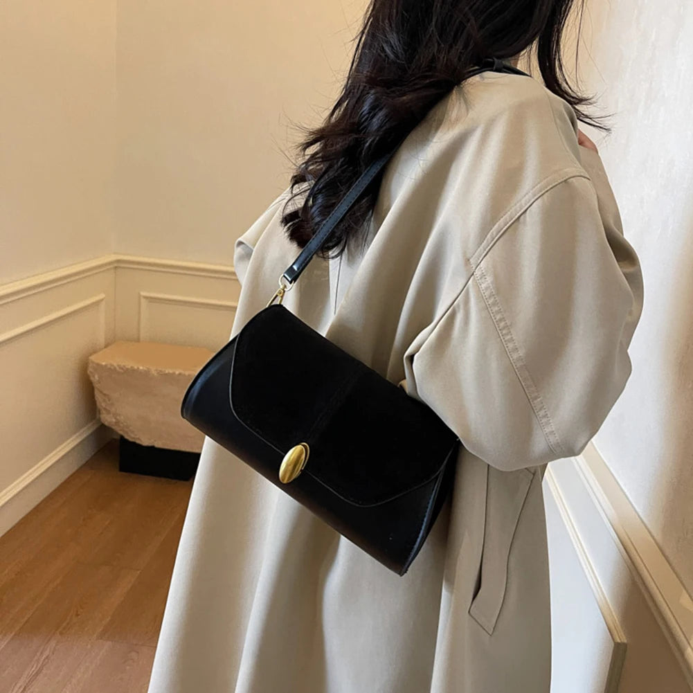 Fashion PU Shoulder Bag Stylish Crossbody Bag Adjustable Strap Vintage Small Tote Bag Trendy Commuting Bag Slouchy Hobo Bag