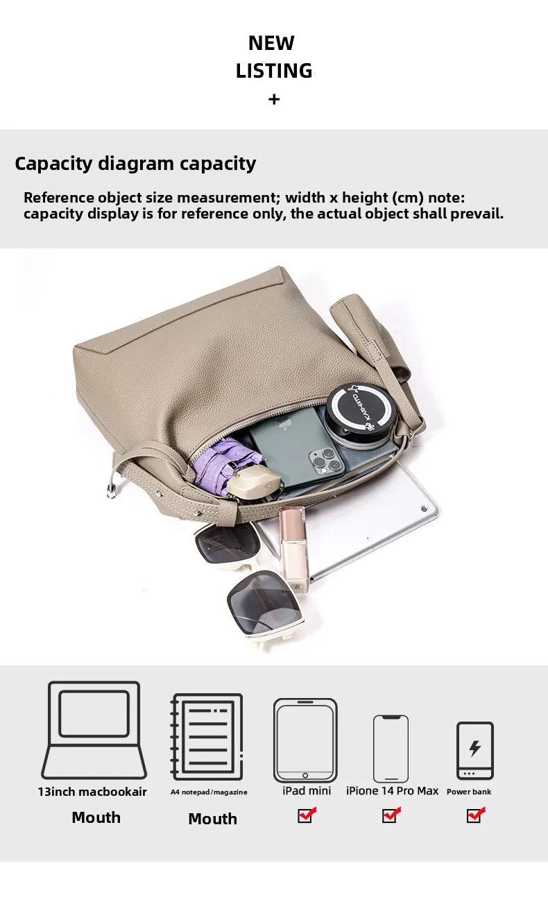 Cowhide Large Capacity Tote Bag Genuine Leather Shoulder Fashion Crossbody Women's Bag hobo high quality ladies bags on offer