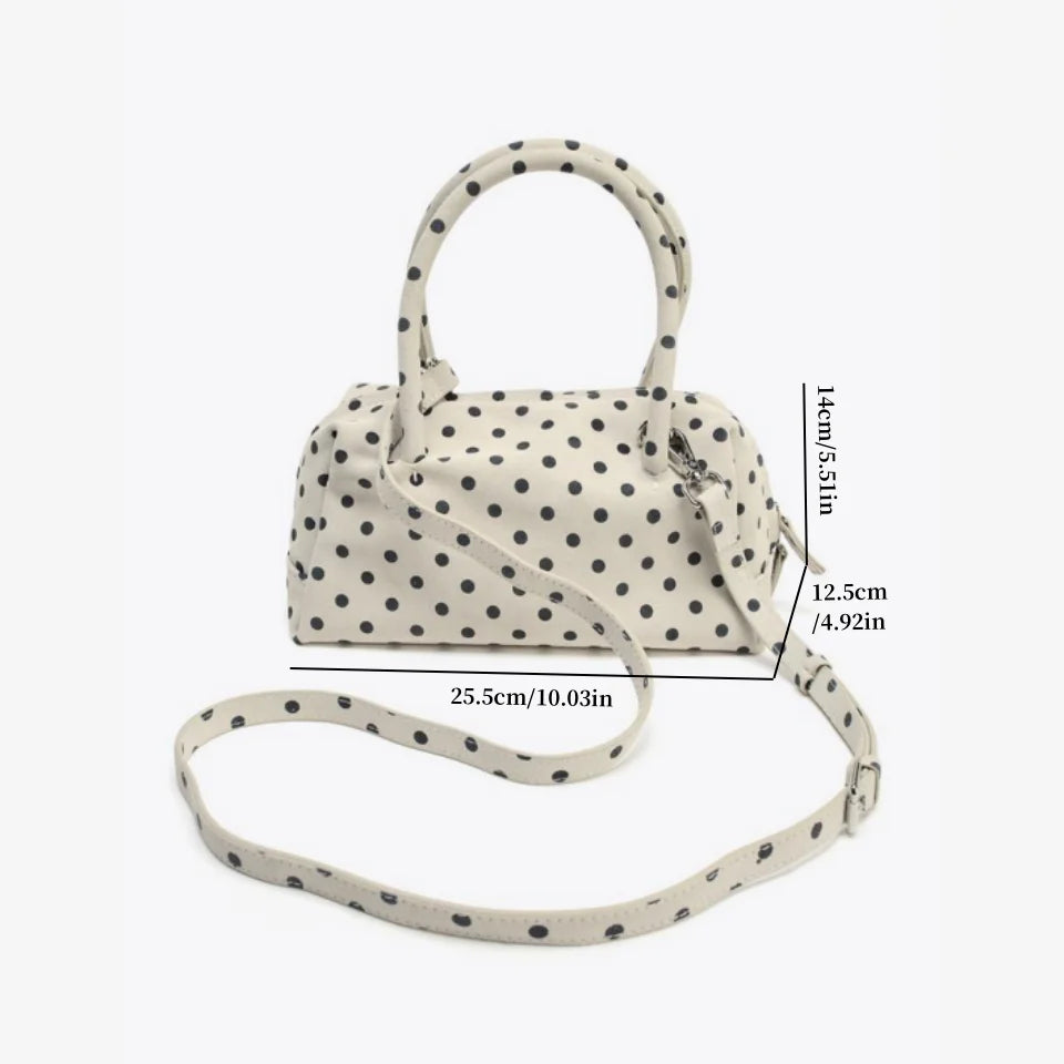 WOMEN'S POLKA DOT PRINTED BOWLING BAG, Women's Fashionable Crossbody Bag, Ladies Luxury Design Polka Dot Pattern Handbags