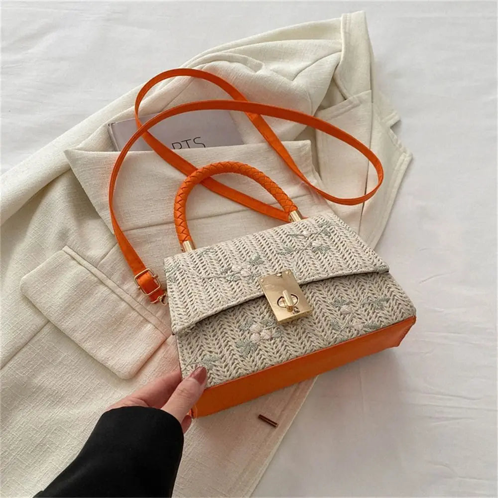 Fashion Rattan Straw Bag Large Capacity Handmade Braid Grass Woven Bag Bohemian Shoulder Messenger Bag for Women Girls