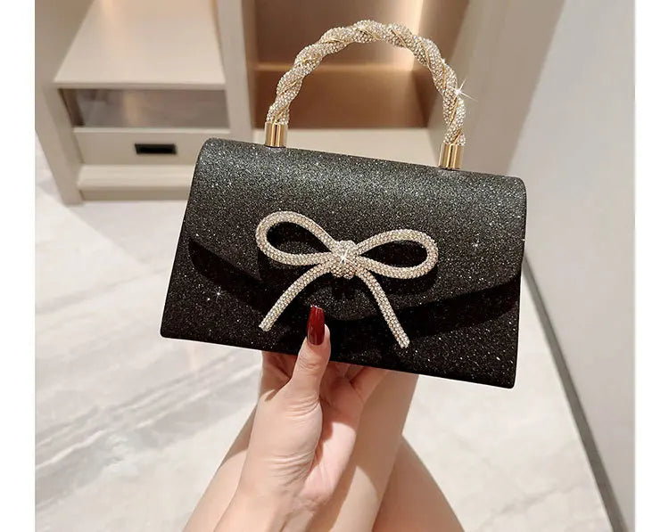 Evening Bag Dress Versatile European and American Clutch Bag Crossbody Celebrity Fashion Diamond Bow Chain Bag Lady Handbag