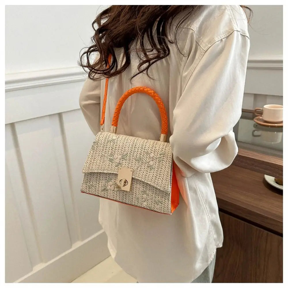 Fashion Rattan Straw Bag Large Capacity Handmade Braid Grass Woven Bag Bohemian Shoulder Messenger Bag for Women Girls