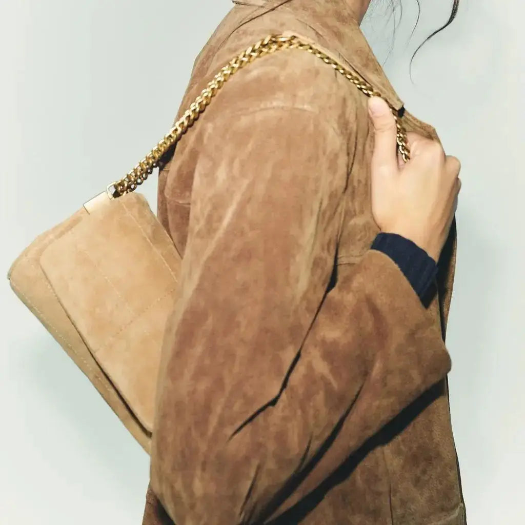 SUEDE SHOULDER BAG, Women's New Fashion Handbags, Luxury Design Top Handle Underarm Bag, Small Baguette Bag with Crossbody Strap
