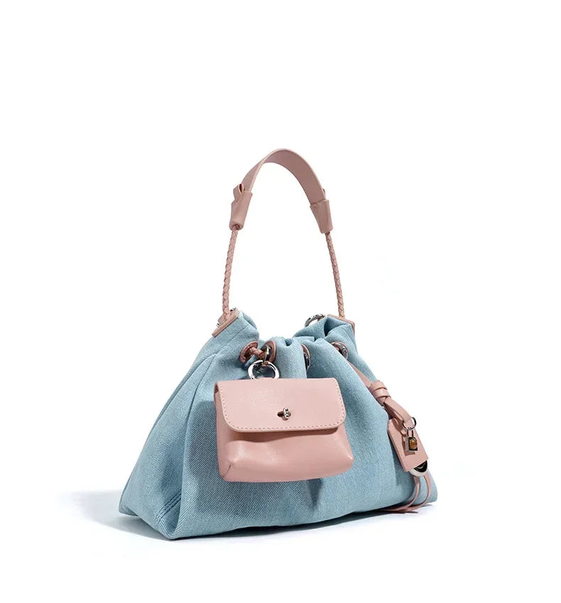 New Denim Series Handbag Fashion Straw Denim Dags for Women Minimalist Crossbody Messenger Designer Luxury Tote Bag Coin Wallet