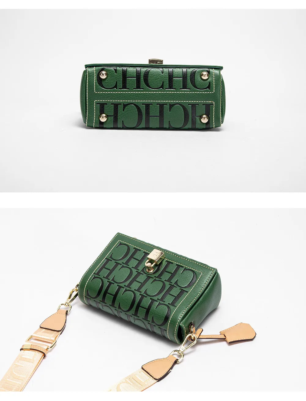 CH Fashion Design 2025 New Solid Colour Printed Head Bag Model Metal Accessories Buckle Women's Shoulder Bag Luxury Brand